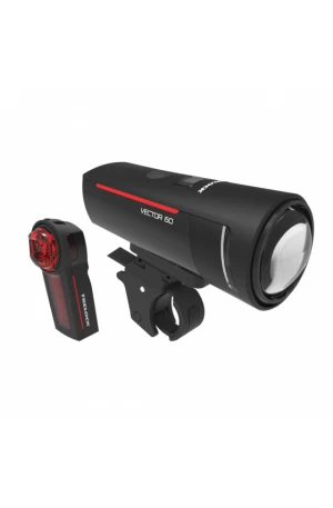 Koplamp en achterlicht oplaadbaar incl.batt. en oplader Type  Trelock LS 600 I-GO Vector 60 + LS 740 Vector Signal set