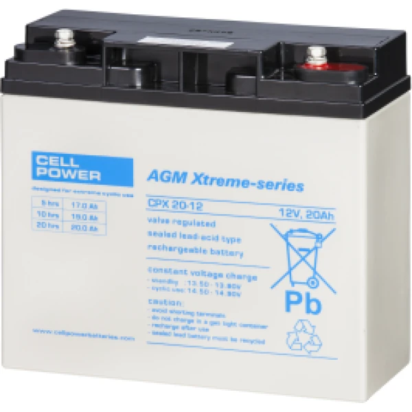 Accu 12V-20Ah CPX (Cyclic Xtreme) 181x76x166mm 6,45Kg inserted M5