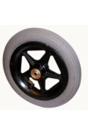 Wiel 8x1,1/4 (200x30) 5-spaaks zwart 45mm luchtband grijs
