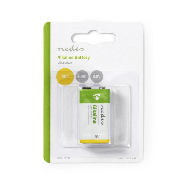 Batterij 9V Alkaline Nedis in blister verpakking