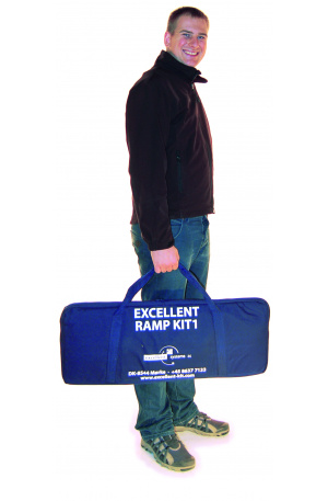 Drempelhulp-Kits 100cm breed verpakt in een blauwe tas