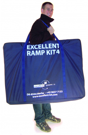 Drempelhulp-Kits 75cm breed verpakt in een blauwe tas