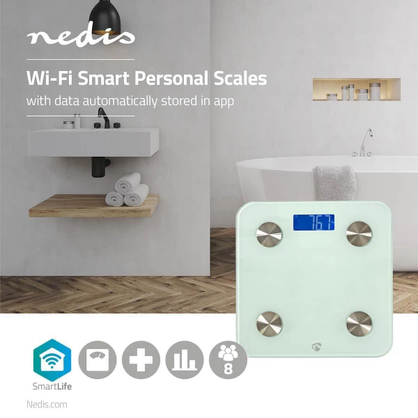 Wi-Fi smart personenweegschaal | BMI, Vet-, Water-, Bot-, Spieren-, Eiwitgehalte | Gehard Glas | 8 Personen - Afbeelding 6
