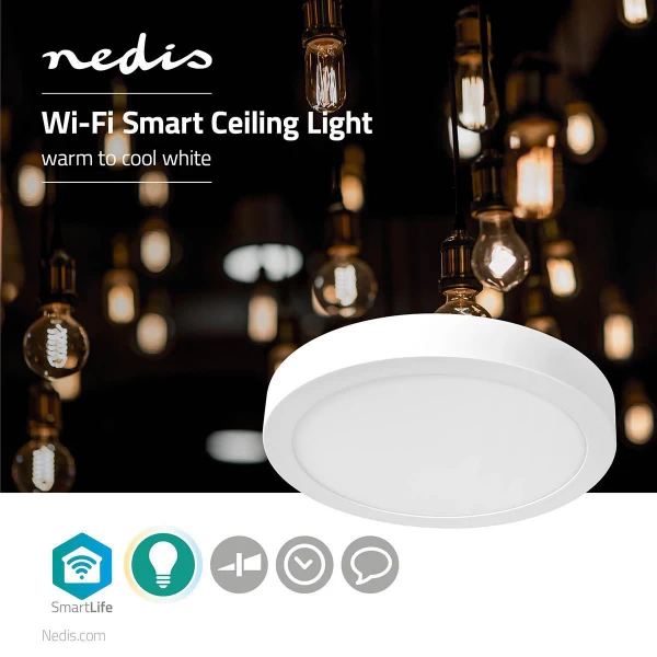 Wi-Fi Smart Plafondlamp | Rond | ø 30 cm | Warm tot Koel Wit | 1400 lm | 18 W | Slank Design | Aluminium - Afbeelding 3