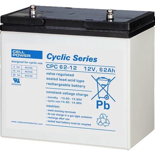 Accu 12V-62Ah CPC 226x135x214mm inserted M6