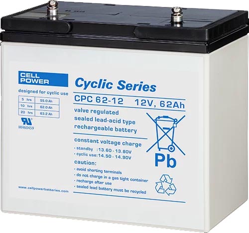Accu 12V-62Ah CPC 226x135x214mm inserted M6