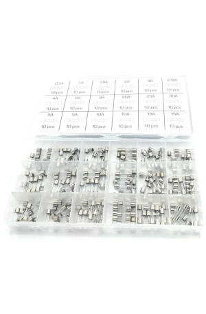 Assortimentsdoos Zekeringen 5x20mm 180 stuks 0,1A-30A,