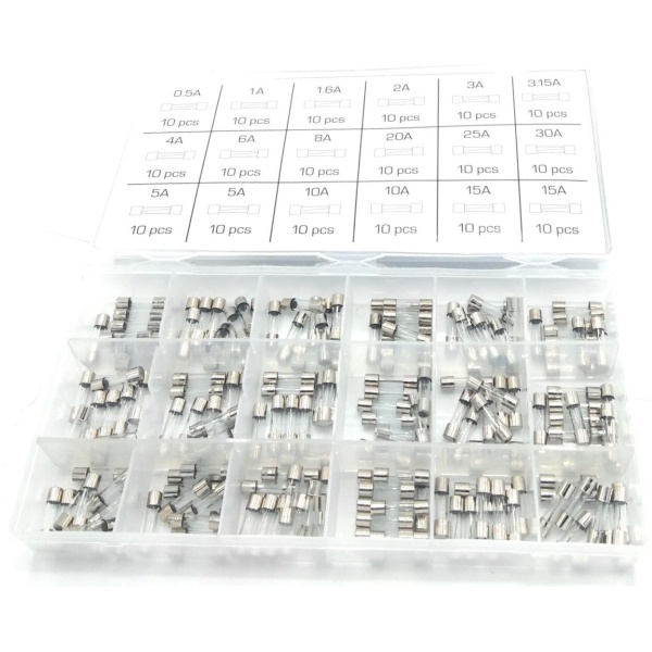 Assortimentsdoos Zekeringen 5x20mm 180 stuks 0,1A-30A,